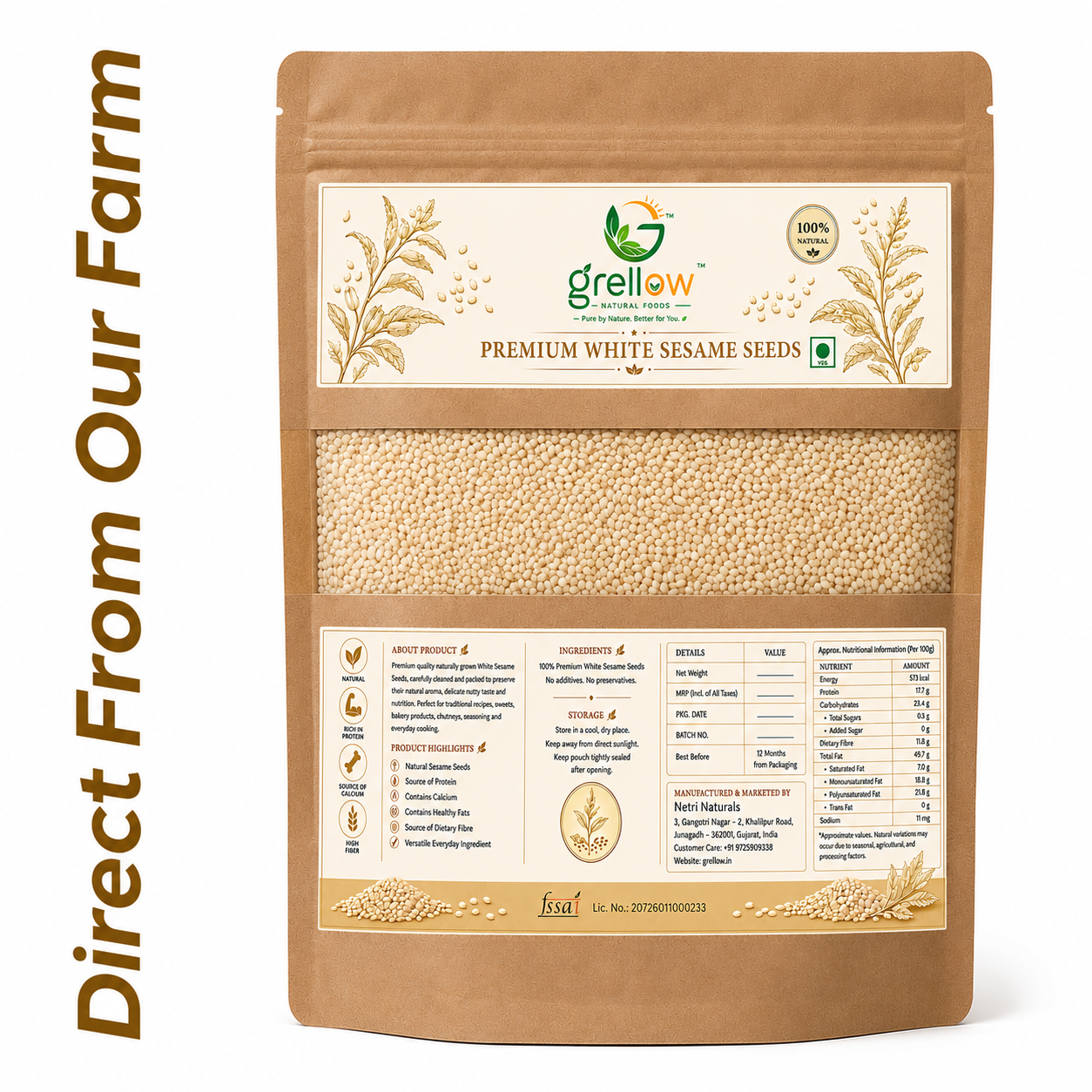 Grellow White Sesame Seeds
