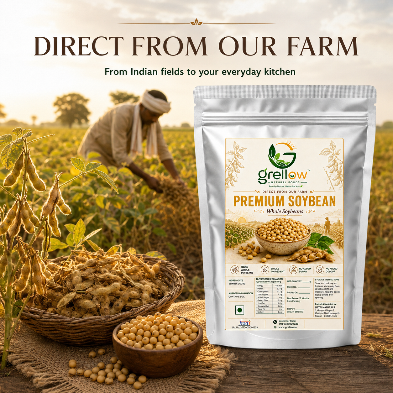 Grellow Premium Soybean | Whole Soybeans - 250g thumbnail 2
