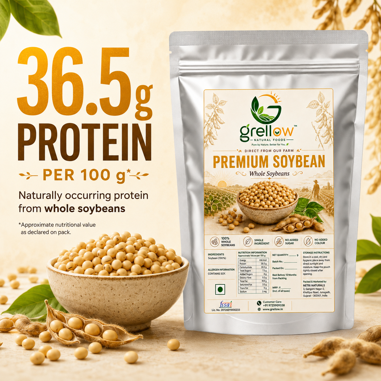 Grellow Premium Soybean | Whole Soybeans - 250g thumbnail 4