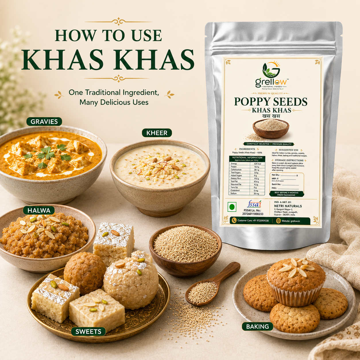 Premium Poppy Seeds (Khus Khus) - 500g thumbnail 2